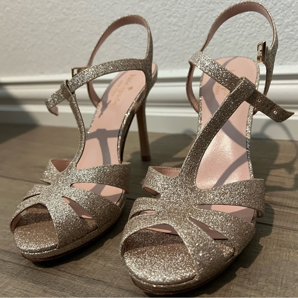 Kate Spade Fedora Gold fine glitter heels | 6.5 - Picture 3 of 7